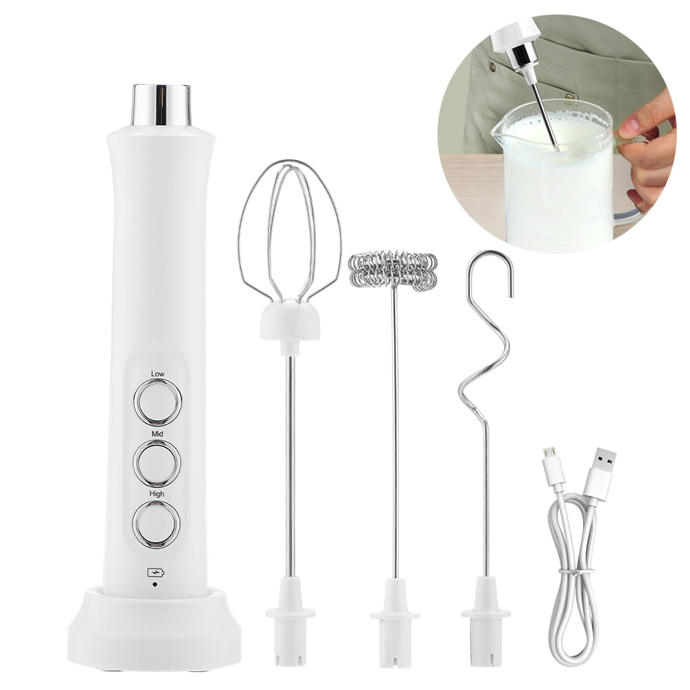 3 in 1 Milk Frother Electric Milk Foamer Coffee Blender Portable Mini