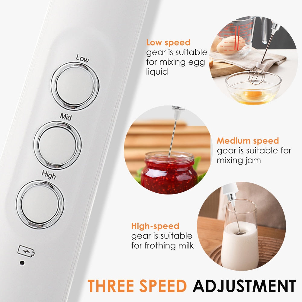 3 in 1 Milk Frother Electric Milk Foamer Coffee Blender Portable Mini