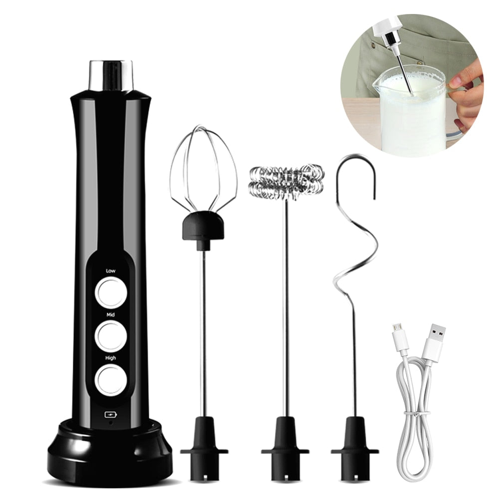 3 in 1 Milk Frother Electric Milk Foamer Coffee Blender Portable Mini