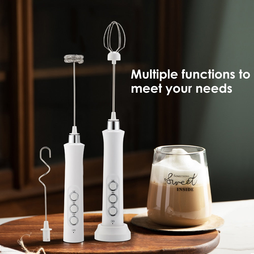 3 in 1 Milk Frother Electric Milk Foamer Coffee Blender Portable Mini